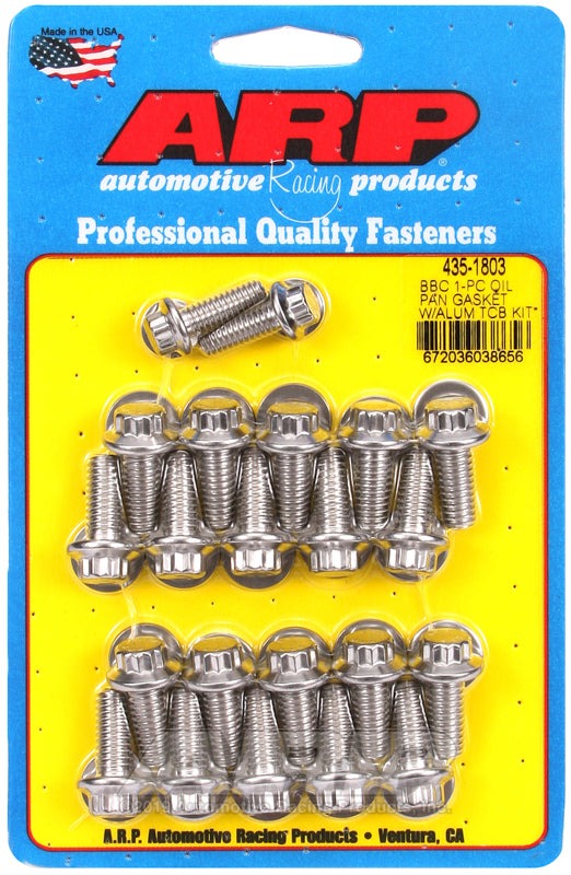 ARP BB Chevy1-pc Oil Pan Gasket w/ Alum Timing Cover 12pt Bolt Kit