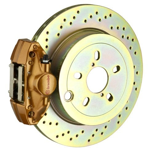 Brembo GT Systems 2 Piston Rear Gold Drilled Rotors - 2015-2021 Subaru WRX / 2013-2016 Scion FR-S / 2013-2020 Subaru BRZ