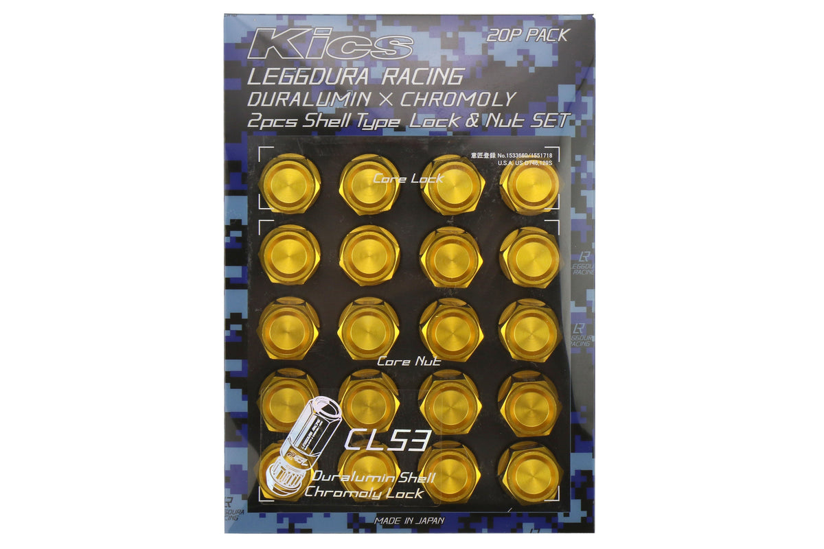 Project Kics Leggdura Racing Shell Type Lug Nut Set 53mm Closed-End Look 12X1.25 Gold - Universal