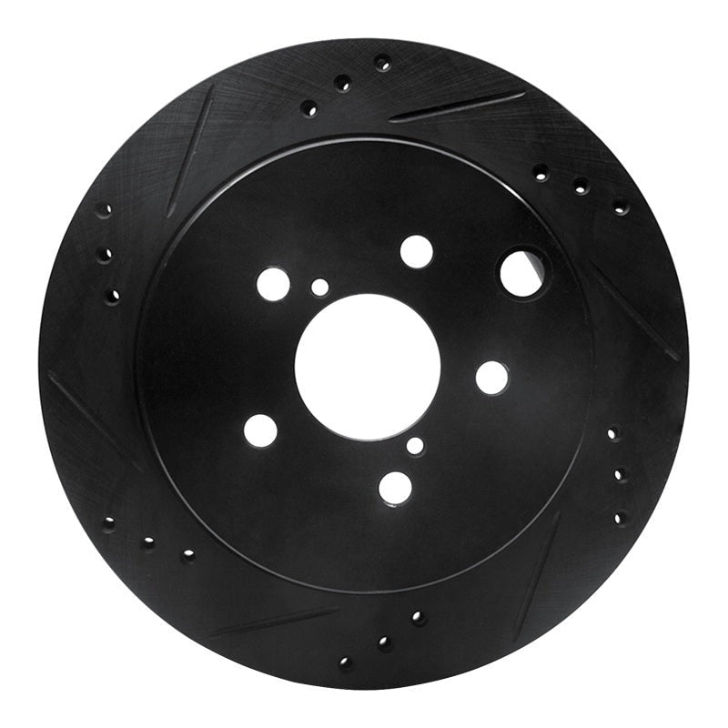 R1 Concepts Drilled & Slotted Black Rear Left Brake Rotor - 2014-2018 Subaru Forester