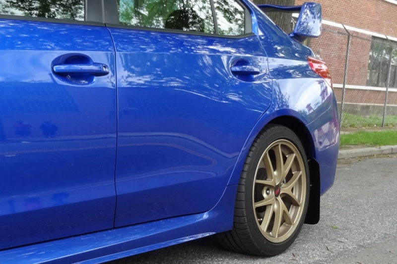 Rally Armor Black UR Mud Flap w/Light Blue Logo - 2015-2021 Subaru WRX / 2015-2021 STI