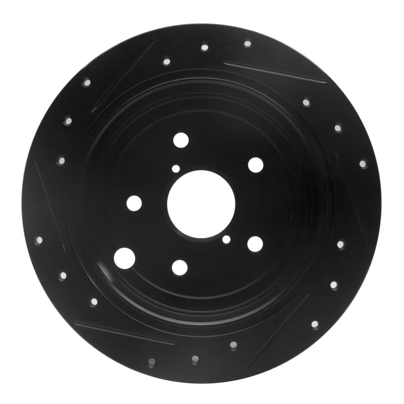 R1 Rear Right Drilled & Slotted Black Brake Rotor - 2015-2021 Subaru WRX