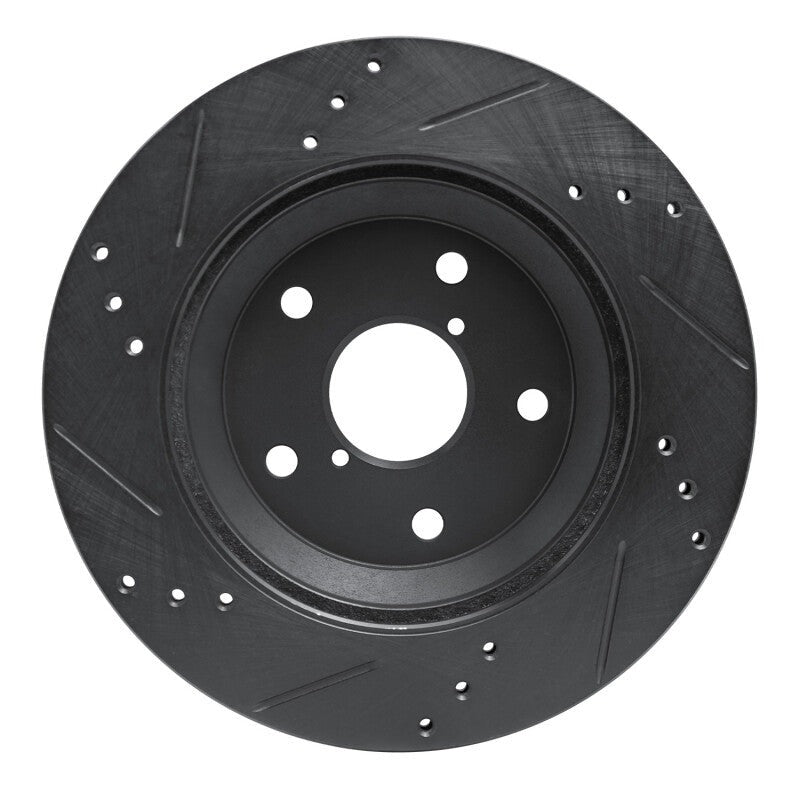 R1 Concepts Rear Right Drilled & Slotted Black Brake Rotor - 2019-2026 Subaru Crosstrek