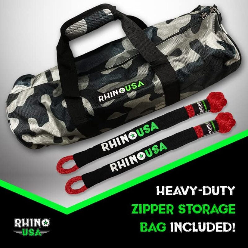 Rhino USA 7/8In X 30Ft Kinetic Rope Recovery Kit W/Soft Shackles (Red)