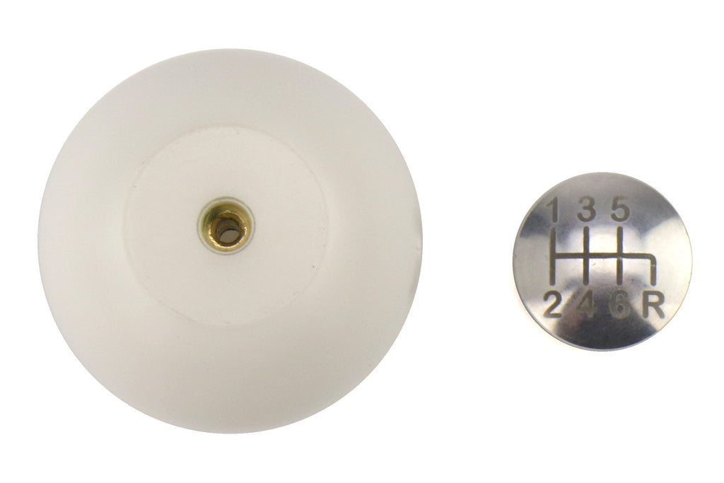Boomba Racing White Delrin Shift Knob w/ Natural Finish Trim - Subaru 6MT Models (inc. 2004+ STI / 2015+ WRX)