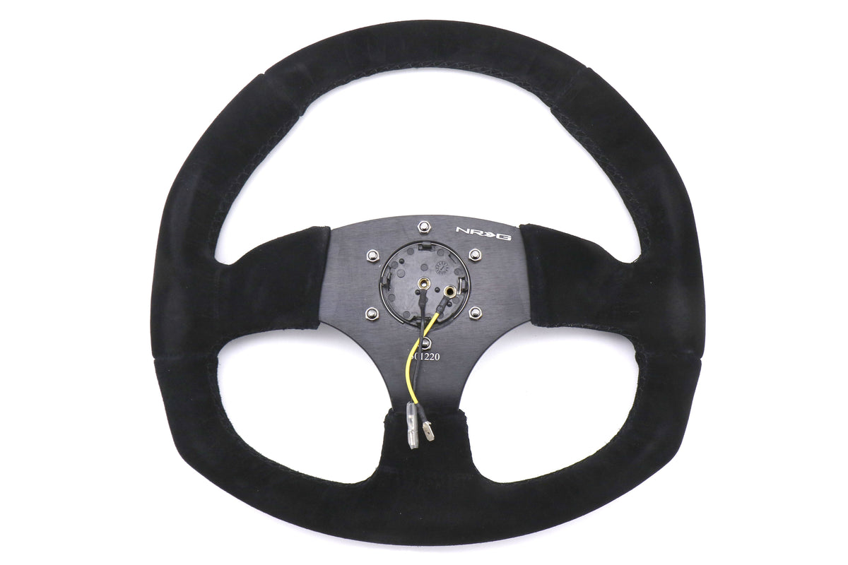 NRG Reinforced Steering Wheel Flat Bottom Suede Black - Universal
