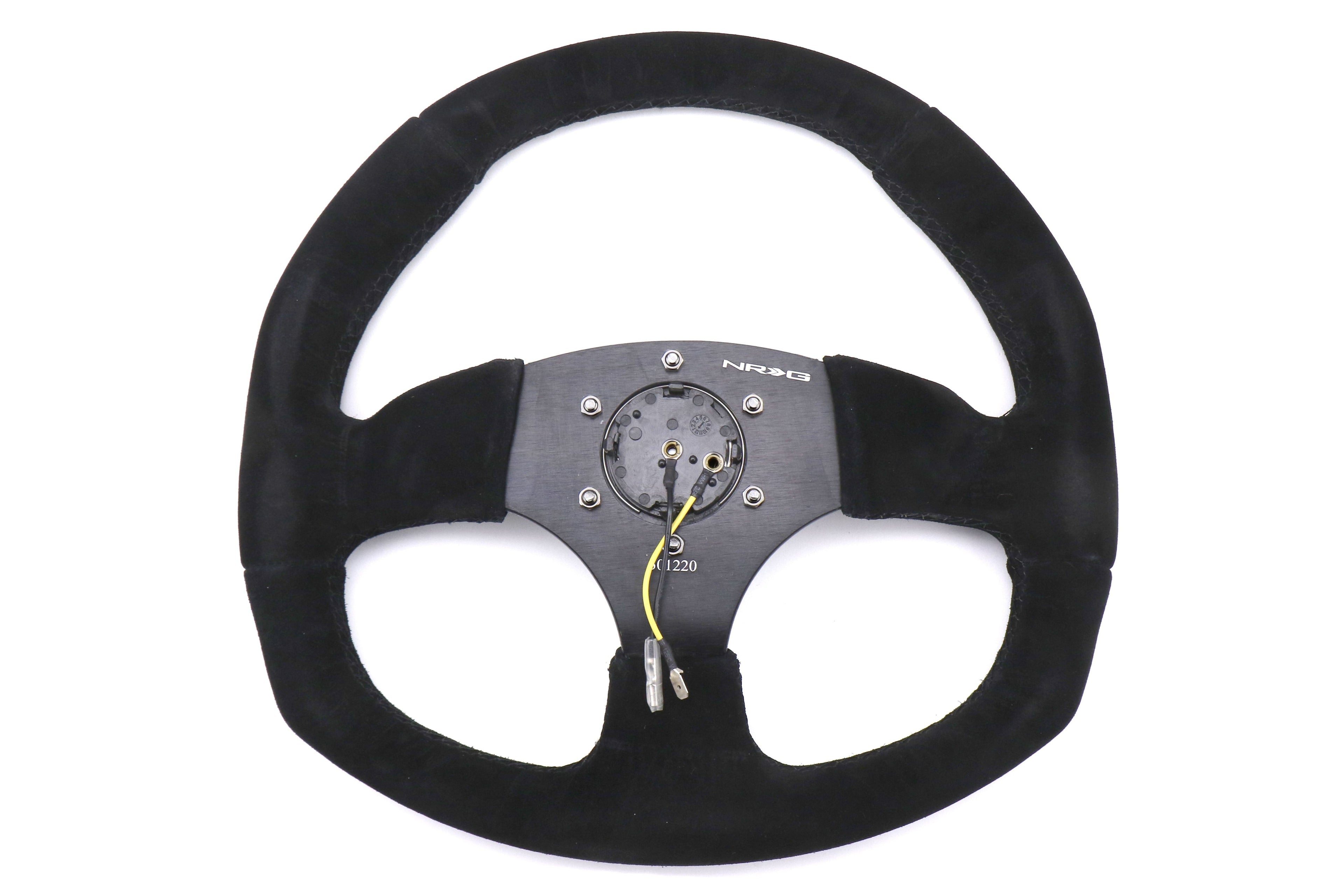 NRG Reinforced Steering Wheel Flat Bottom Suede Black - Universal