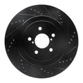 R1 Rear Right Drilled & Slotted Black Brake Rotor - 2004 Subaru STI