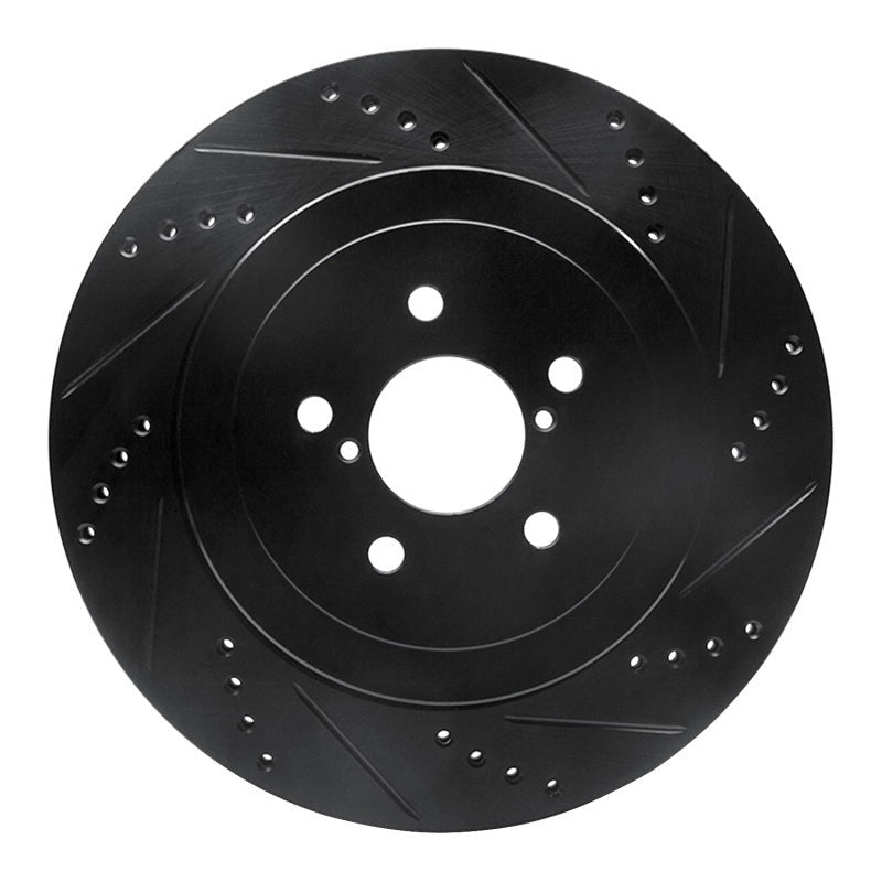 R1 Rear Right Drilled & Slotted Black Brake Rotor - 2004 Subaru STI