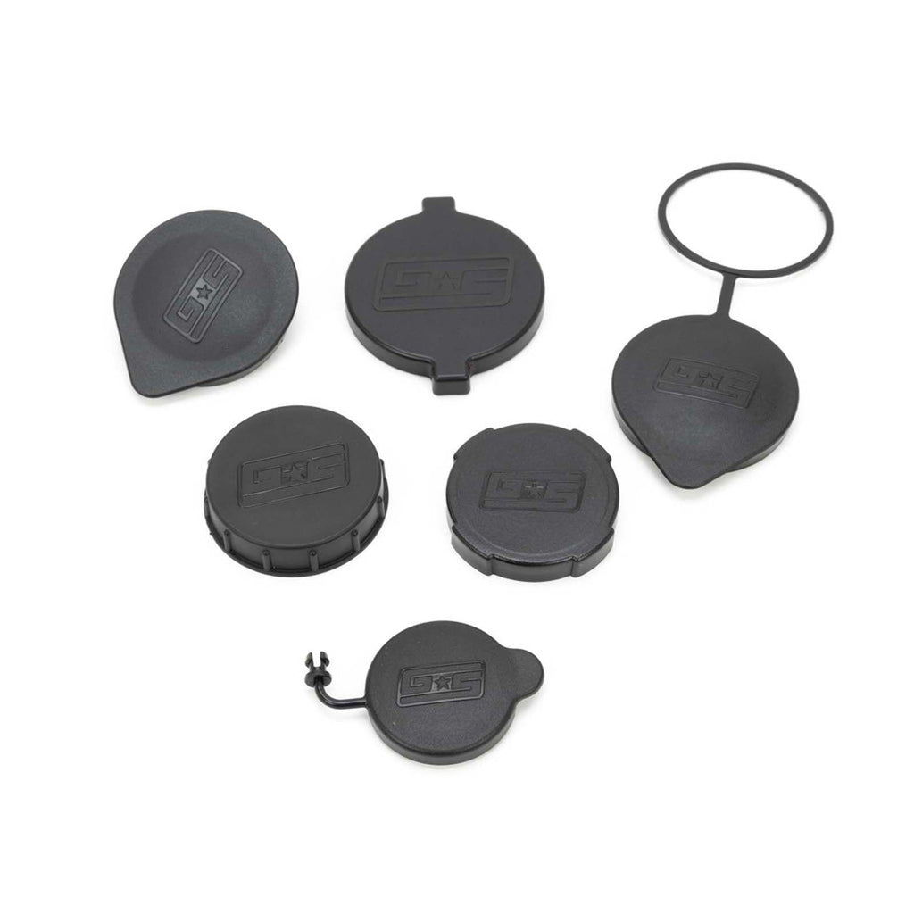 GrimmSpeed Engine Bay Reservoir Cap Set BLACK - 2002-2021 Subaru WRX/STI/FXT/OBXT/LGT