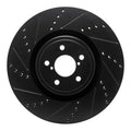 R1 Front Left Drilled & Slotted Black Brake Rotor - 2004 Subaru STI / 2017-2020 & 2022-2026 Subaru BRZ w/ Brembo