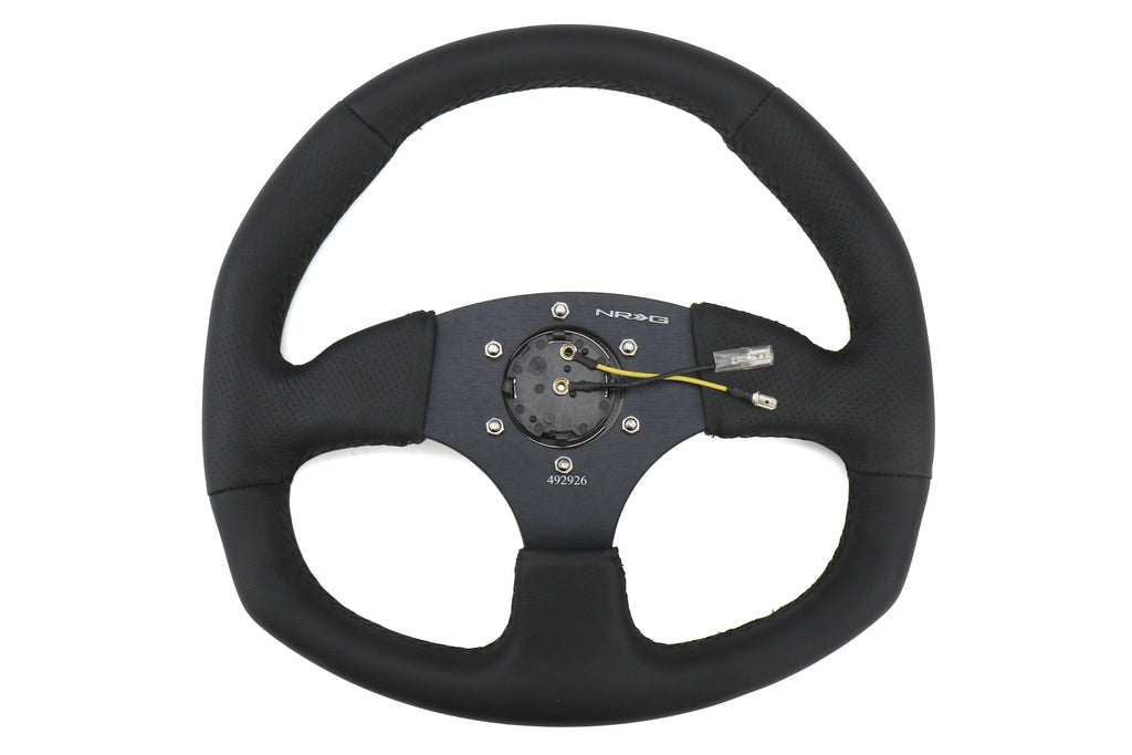 NRG Reinforced Steering Wheel Flat Bottom Black - Universal