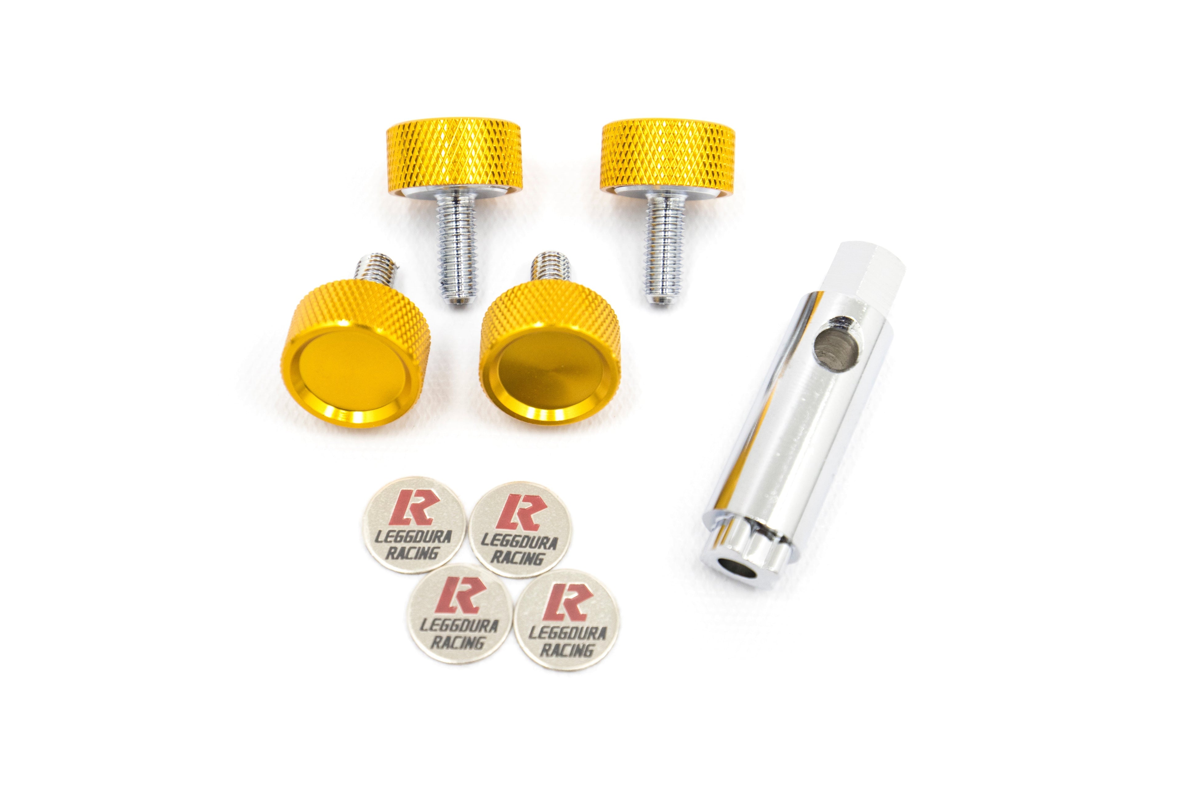 Project Kics Leggdura Racing License Plate Lock Bolt Set Gold - Universal