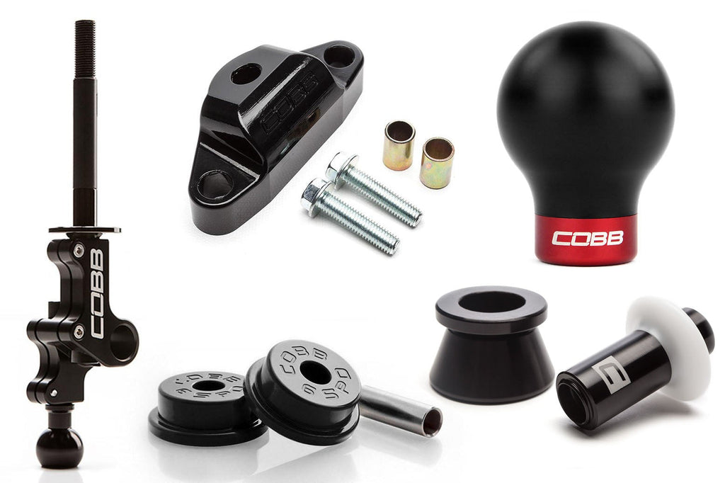 Cobb Stg 2+ Drivetrain Pkg w/ Weighted Shift Knob - Black Knob / White & Red Lockout - 2004-2021 Subaru STI 6MT