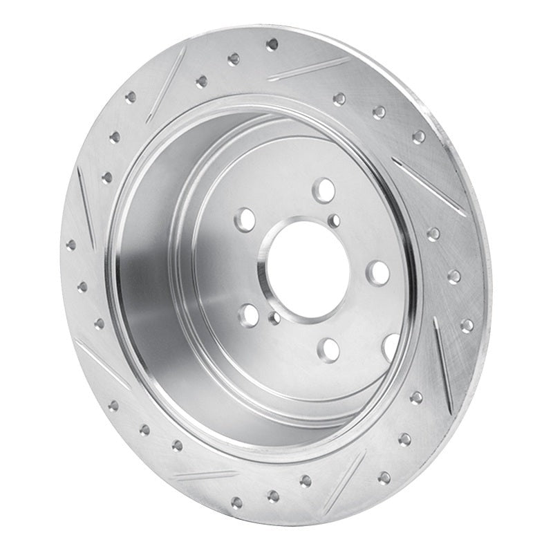 R1 Concepts Drilled & Slotted Silver Rear Right Brake Rotor - 2008-2014 Subaru WRX / Subaru Impreza