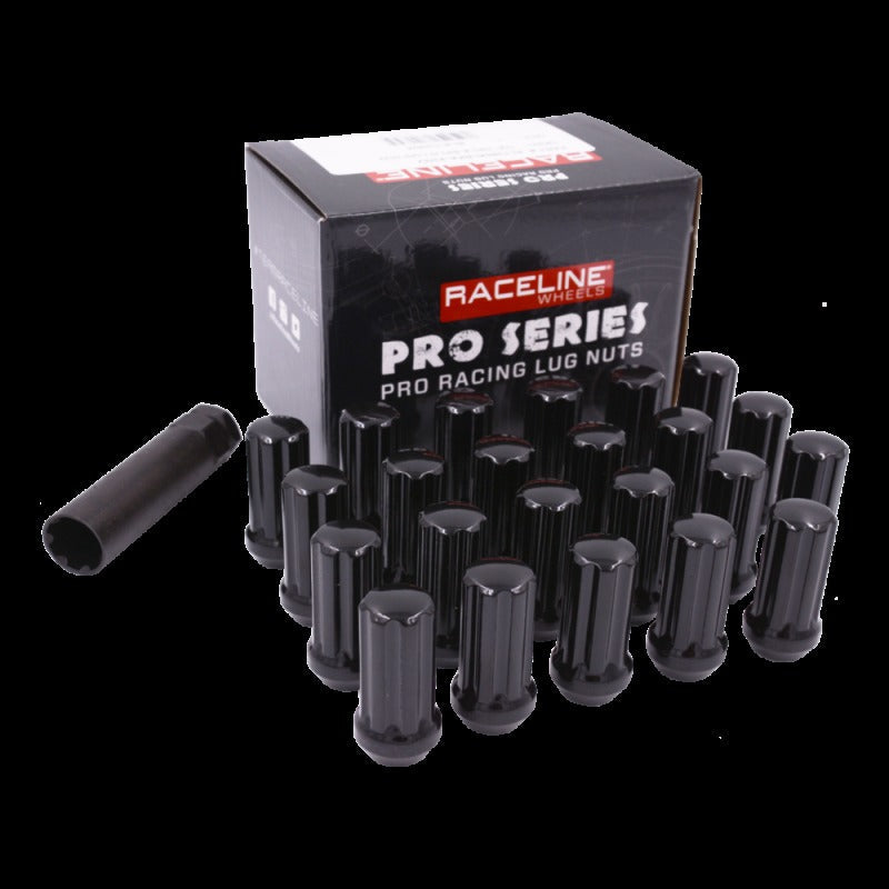 Raceline 1/2in XL Spline Black Jeep Lug Nuts (24 Pack)