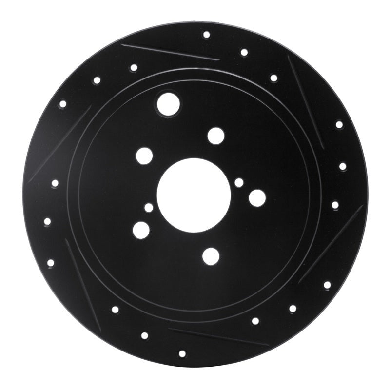 R1 Concepts Drilled & Slotted Black Rear Right Brake Rotor - 2008-2014 Subaru WRX / Subaru Impreza