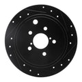 R1 Concepts Drilled & Slotted Black Rear Right Brake Rotor - 2008-2014 Subaru WRX / Subaru Impreza