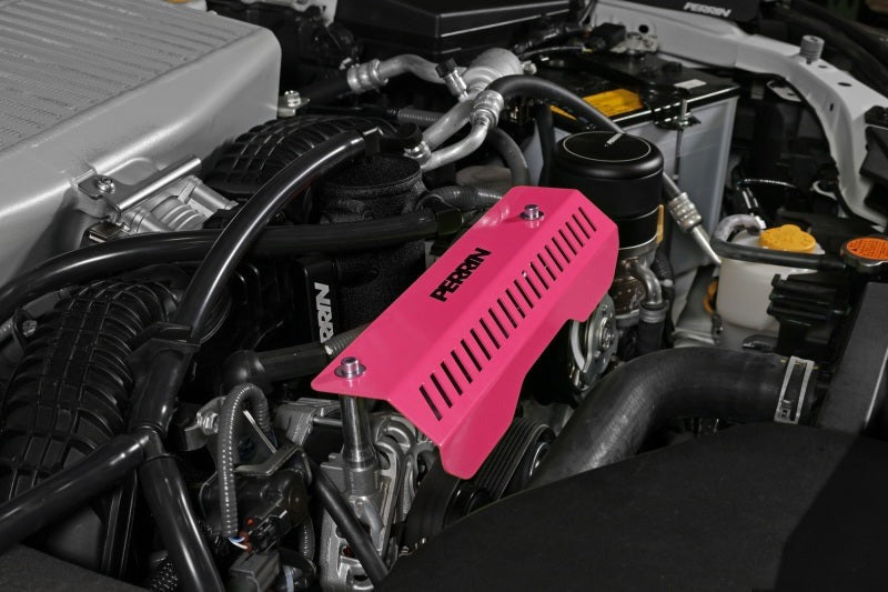 PERRIN Pulley Cover - Hyper Pink (SHORT - For Use w/PERRIN AOS) - 2022-2026 Subaru WRX