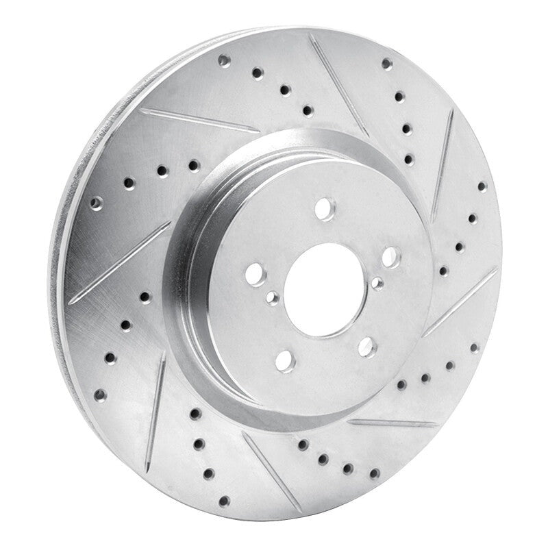 R1 Concepts Drilled & Slotted Silver Front Right Brake Rotor - 2005-2013 Subaru Forester