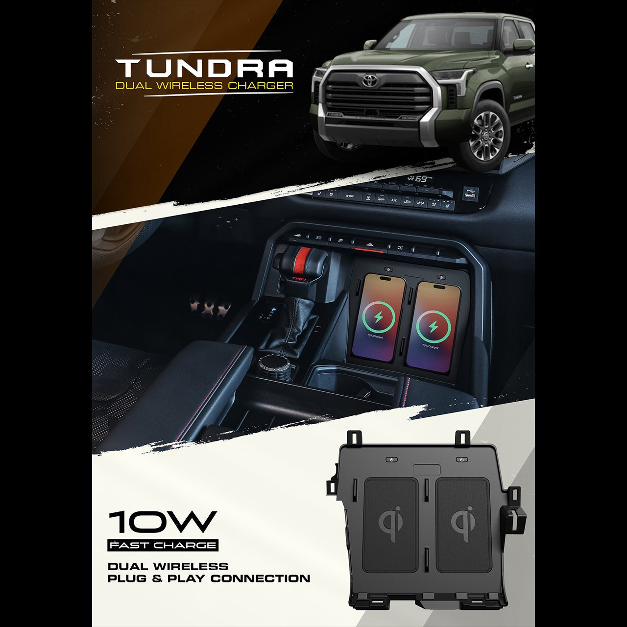 NSV Dual Wireless 10 Watt Qi Phone Charger | '22+ Tundra & '23+ Sequoia