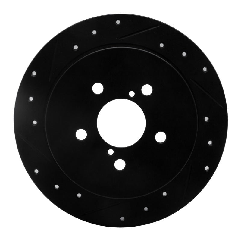 R1 Concepts Drilled & Slotted Black Rear Left Brake Rotor - 2005-2009 Subaru Legacy