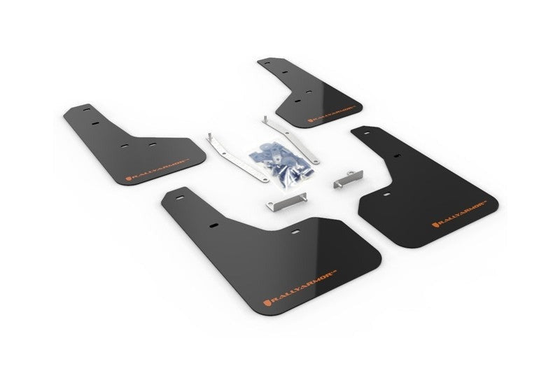 Rally Armor UR Mudflaps Black Urethane Orange Logo - 2019-2024 Subaru Forester