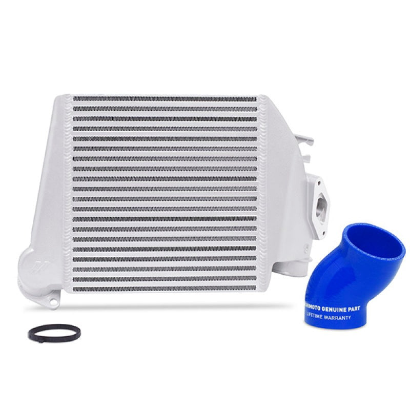 Mishimoto Top-Mount Intercooler Kit - Silver Powder Coat / Blue Hoses - 2008-2014 Subaru WRX