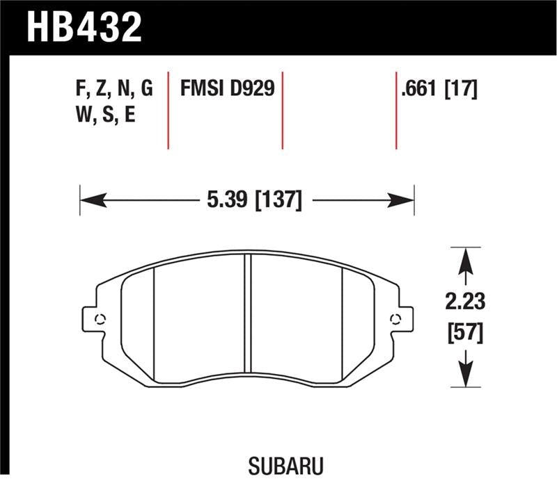 Hawk HP+ Street Brake Pads - Front - 2003-2005 Subaru WRX / 2008 Subaru WRX