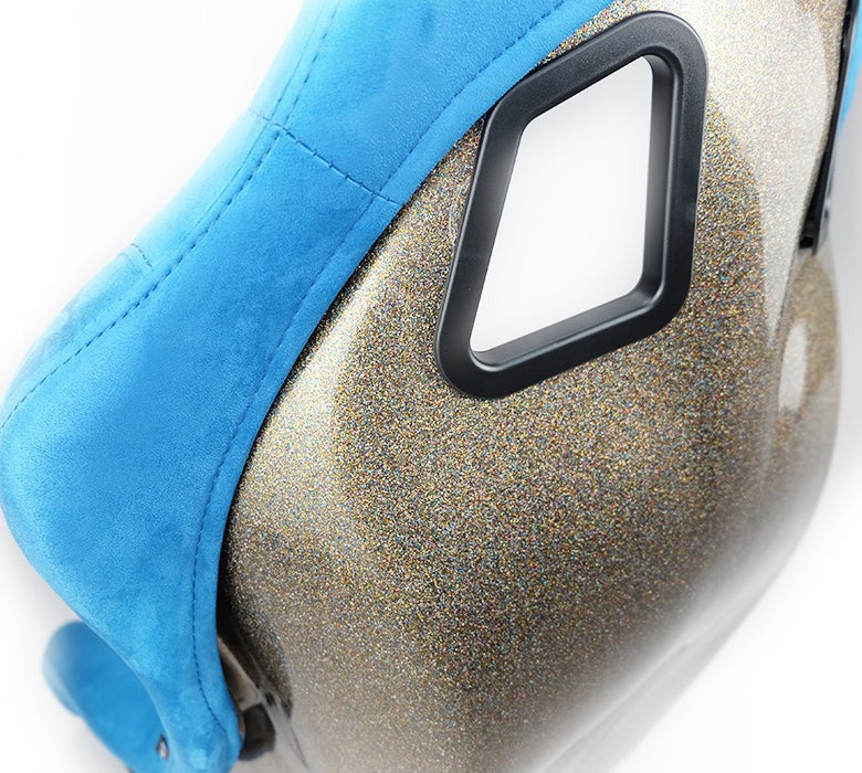 NRG Innovations FRP Bucket Seat ULTRA Edition w/ Pearlized Back Blue Alcantara - Universal