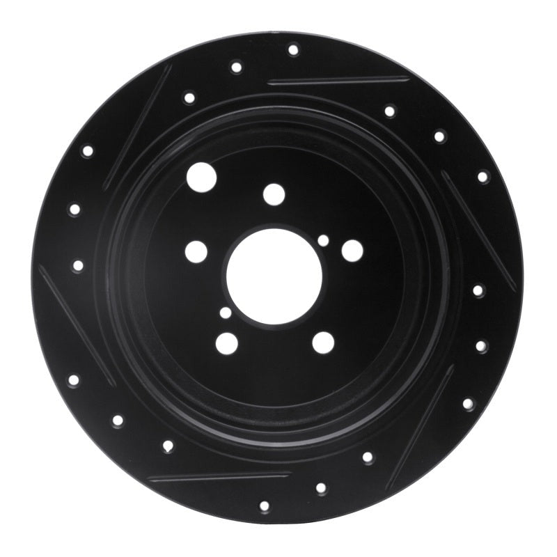 R1 Concepts Drilled & Slotted Black Rear Right Brake Rotor - 2008-2014 Subaru WRX / Subaru Impreza