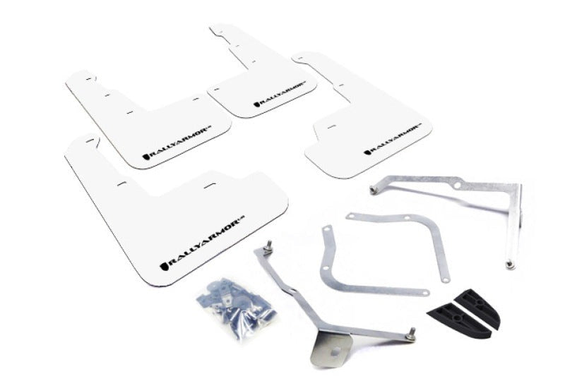 Rally Armor White UR Mud Flap w/Black Logo - 2015-2021 Subaru WRX / STI