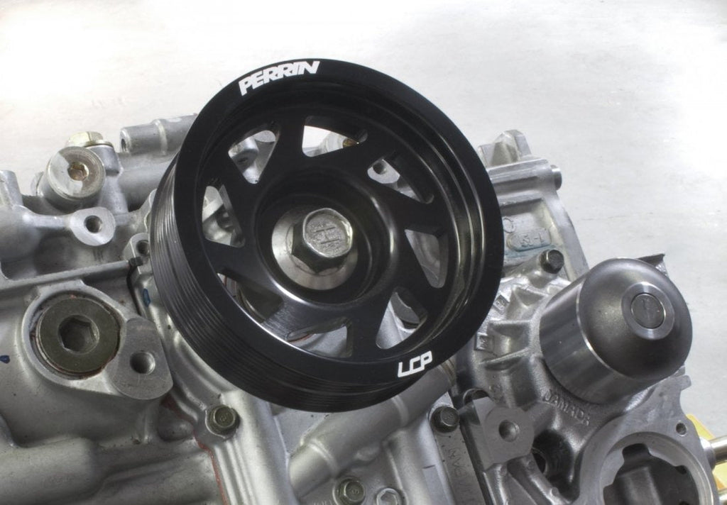 PERRIN Lightweight Crank Pulley Black - Subaru Models (inc. 2002-2014 WRX / 2004-2021 STI)
