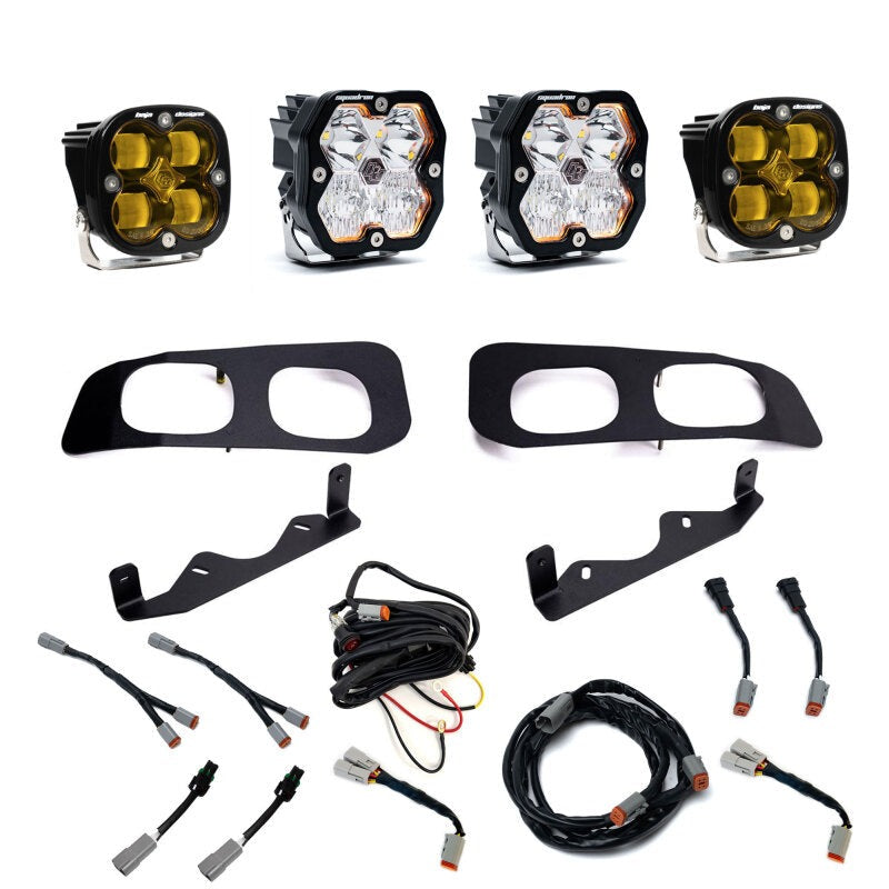 Baja Designs 23-25 Ford SD Squadron Sport/SAE 2.0 Dual Fog Pocket Kit (SAE/Sport) - Baja Amber