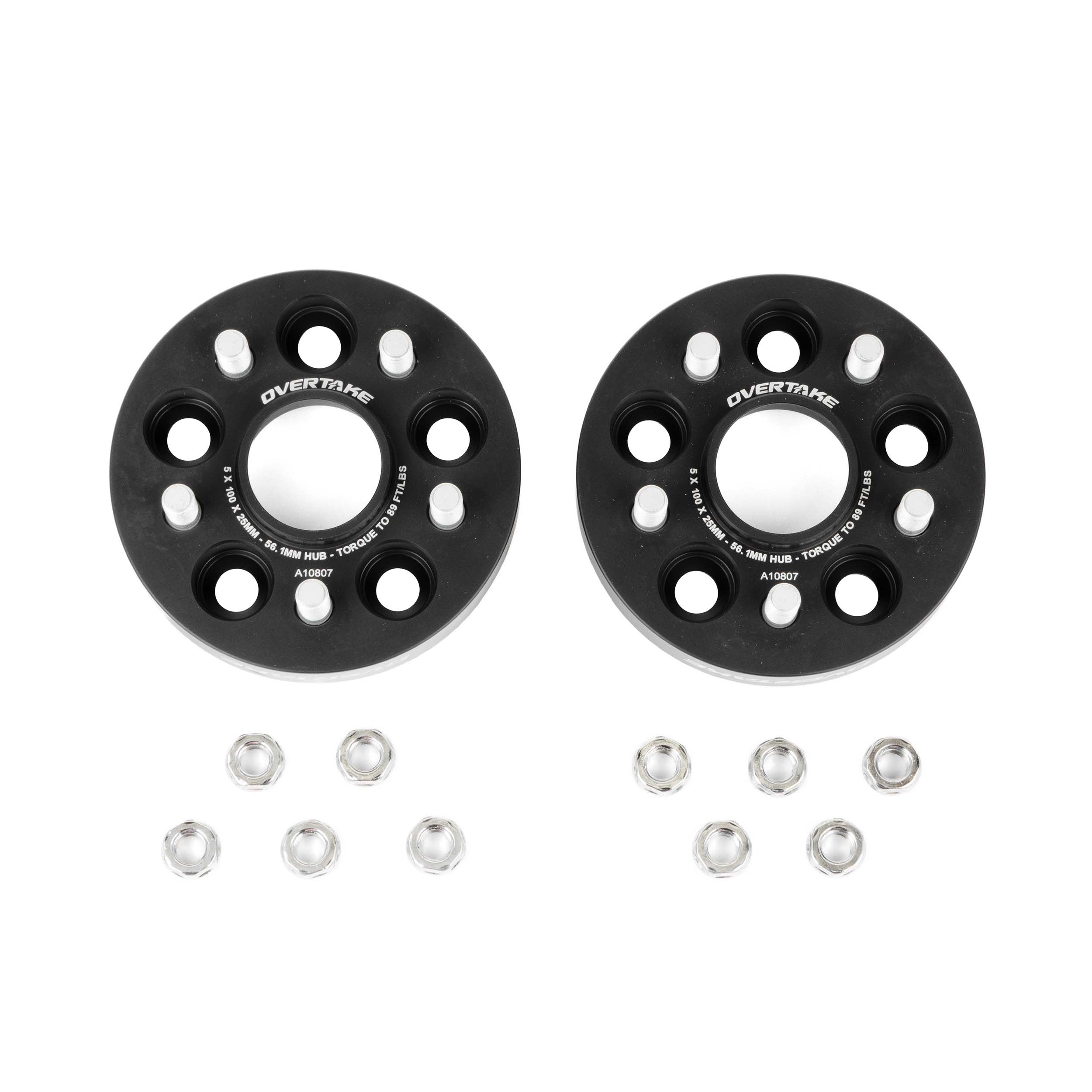OVERTAKE Wheel Spacers - Pair - 25mm 5x100 - Subaru 2002-2014 WRX, 2004 STI, 2013-2026 BRZ/GR86, and more
