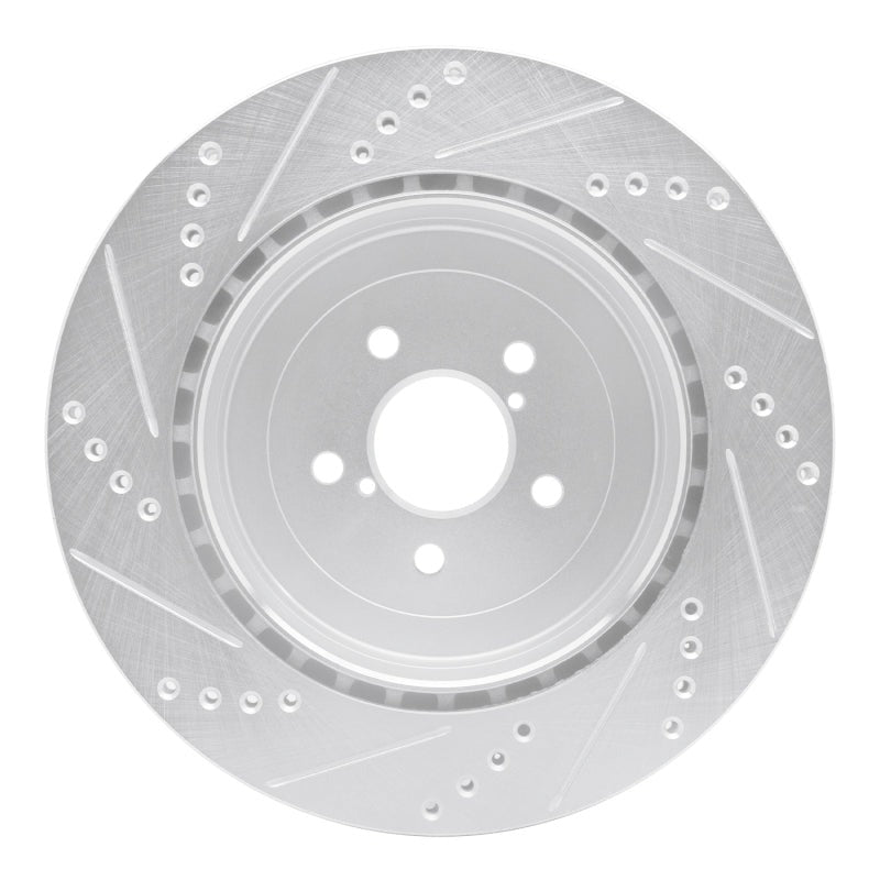 R1 Rear Right Drilled & Slotted Silver Brake Rotor - 2004 Subaru STI