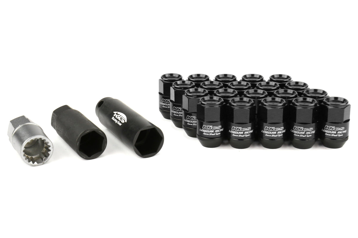 Project Kics Leggdura Racing Shell Type Lug Nut Set 35mm Closed-End Look 12X1.25 Black