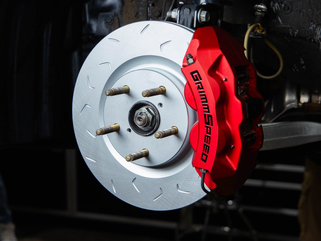 GrimmSpeed 4-Piston Brake Caliper Kit (340mm Rotor) - Red - 2002-2021 Subaru WRX / STI