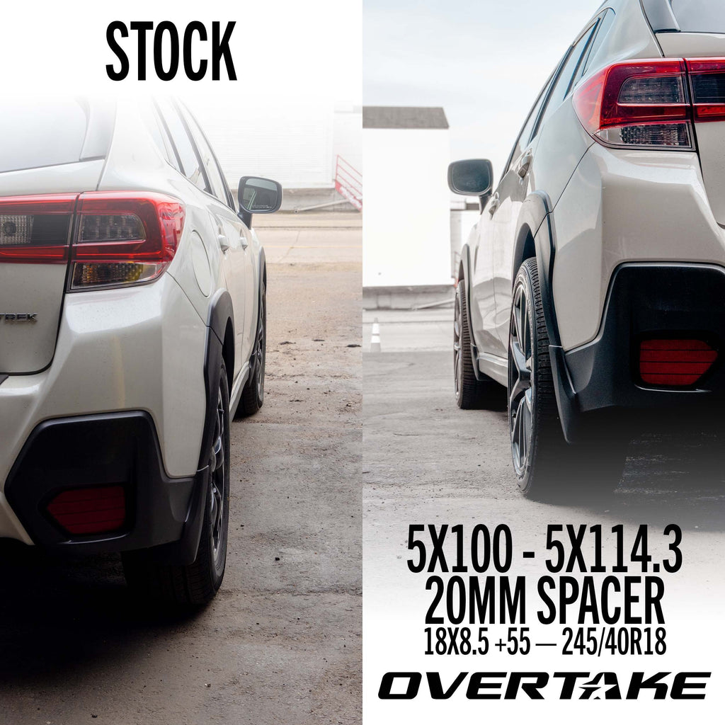 OVERTAKE Wheel Spacer Adapters - Pair - 20mm 5x100 to 5x114.3 - Subaru 2002-2014 WRX, 2004 STI, 2013-2026 BRZ/GR86, and more
