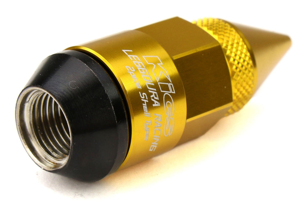 Project Kics Leggdura Racing Dangan Shell Type Lug Nut and Lock Set M12X1.25 Gold - Universal