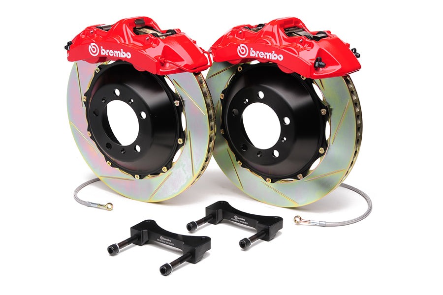 Brembo Gran Turismo 6 Piston Front Brake Kit Red Slotted Rotors - 2008-2014 Subaru WRX / 2010-2011 Legacy 2.5i