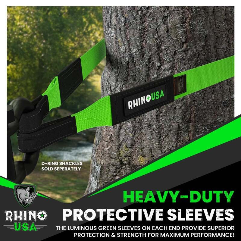 Rhino USA Recovery Tow Strap 3Inx30Ft (Green)