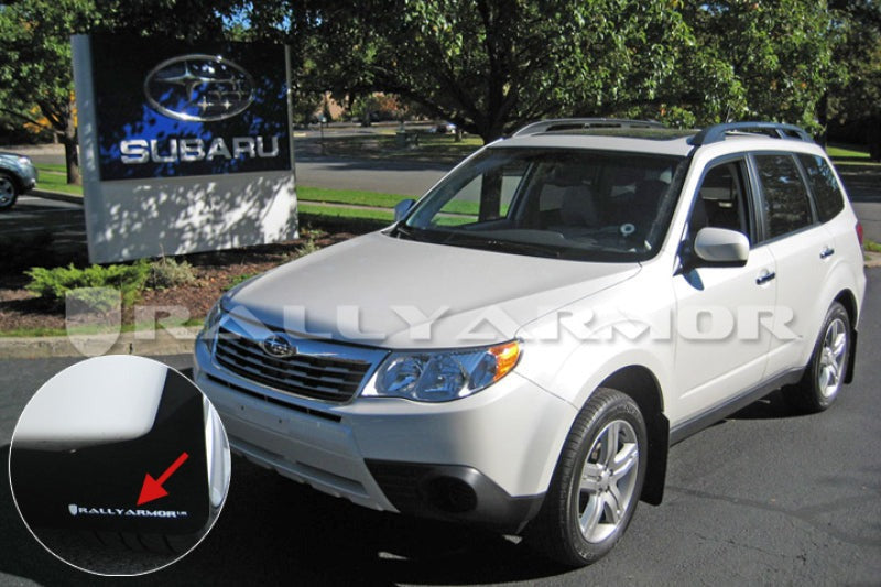Rally Armor UR Mud Flap w/White Logo - Black - 2009-2013 Subaru Forester