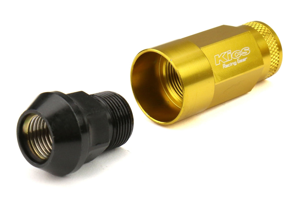 Project Kics Leggdura Racing Shell Type Lug Nut Set 53mm Open-End Look 12X1.25 Gold - Universal