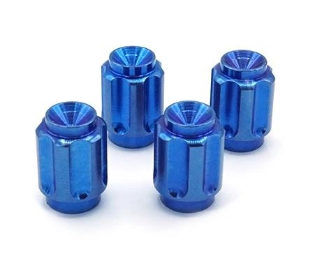 Fast Turn Fittings Titanium Valve Stem Gear Design Caps (Blue) - Universal