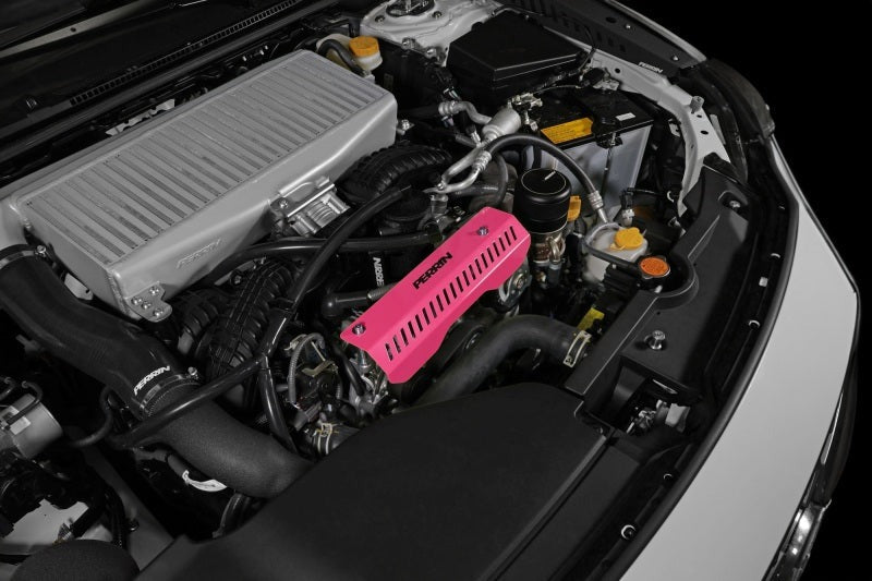PERRIN Pulley Cover - Hyper Pink (SHORT - For Use w/PERRIN AOS) - 2022-2026 Subaru WRX