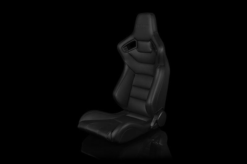 Braum Elite Series Sport Seats - Black Leatherette (Black Stitching) Pair - Universal
