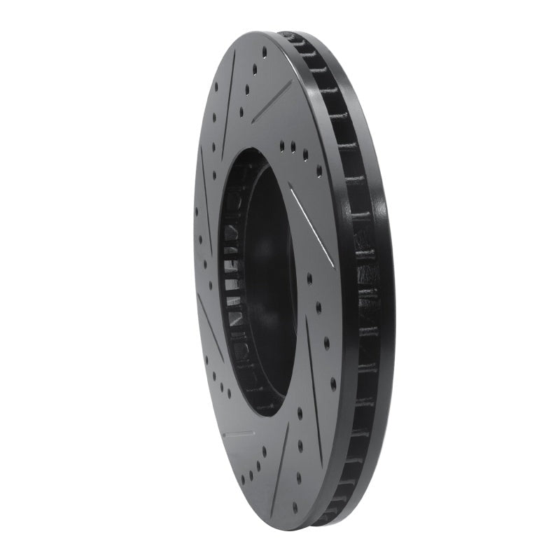 R1 Concepts Drilled & Slotted Black Front Right Brake Rotor - 2005-2013 Subaru Forester