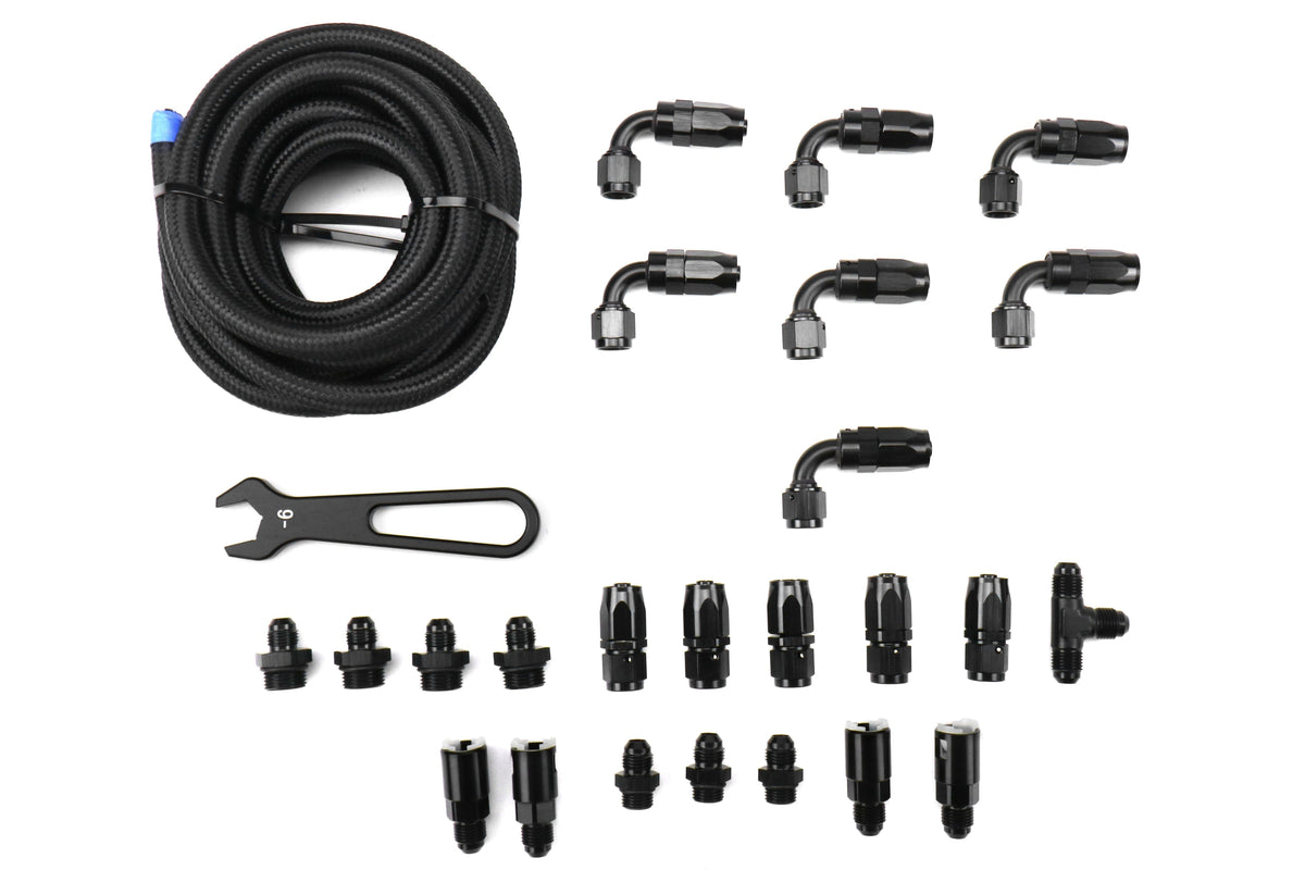 Torque Solution Braided Fuel Line Kit For -6AN FPR - 2002-2014 Subaru WRX / 2007-2021 STI