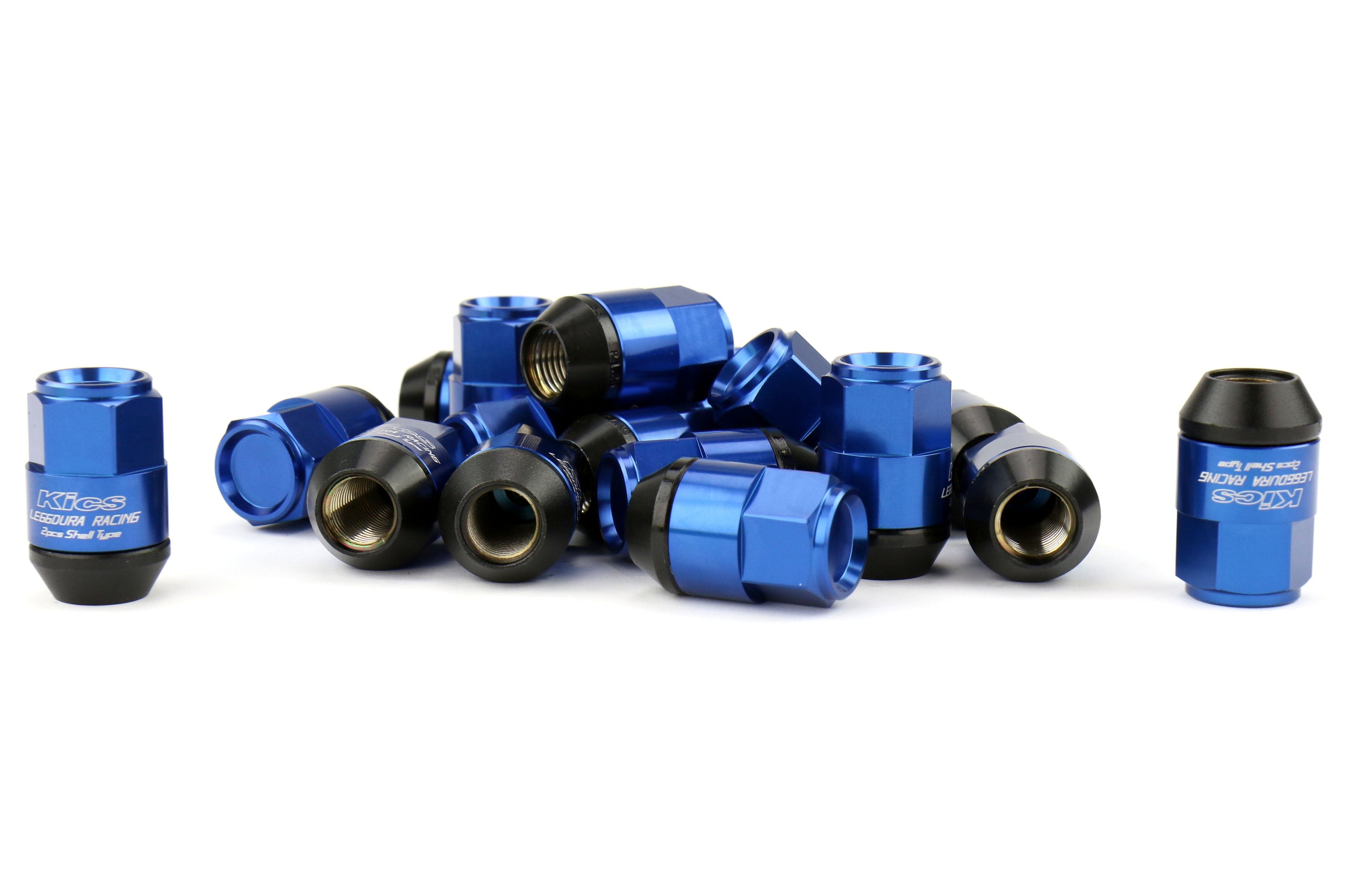Project Kics Leggdura Racing Shell Type Lug Nut Set 35mm Closed-End Look 12X1.25 Blue - Universal